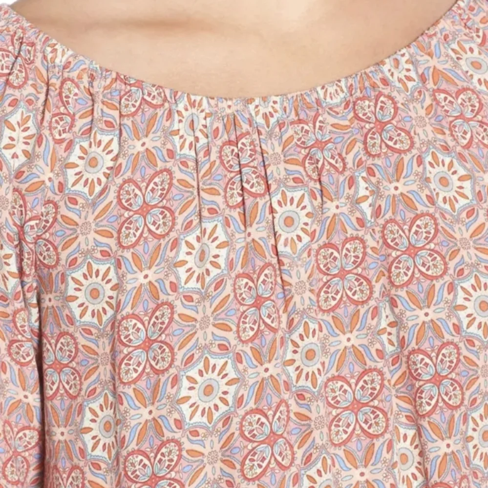 NEW SANCTUARY Julia Print Crop Peasant Top Large - Picture 8 of 10